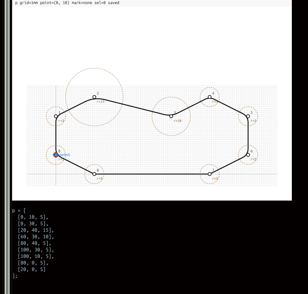 Image of the basic <code>scad-sketch</code> editor interface